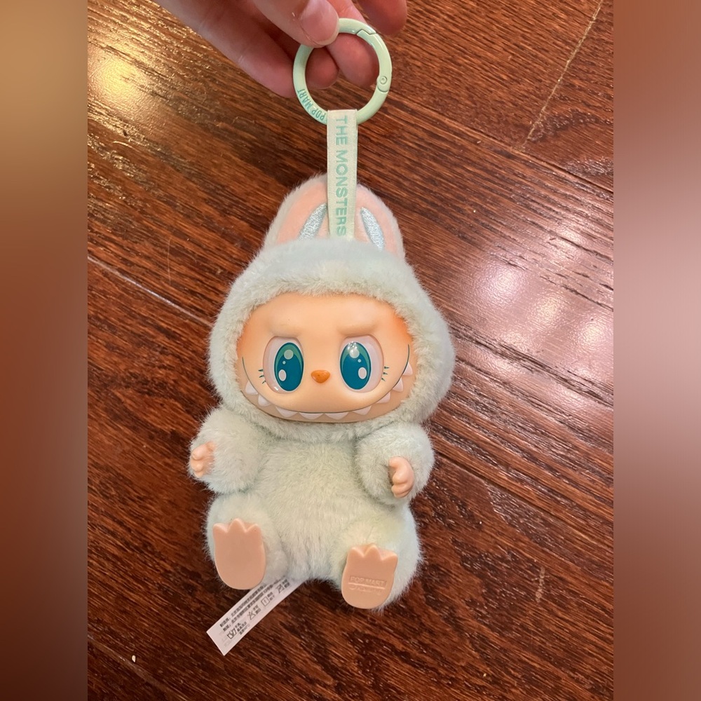 THE MONSTERS labubu light blue  Plush Figure Keychain